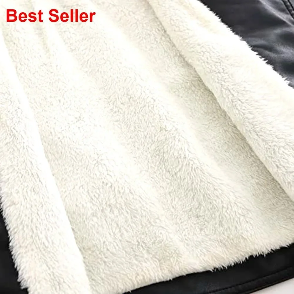 Faux Leather Motorcycle Jacket for Kids with Faux Fur Lining